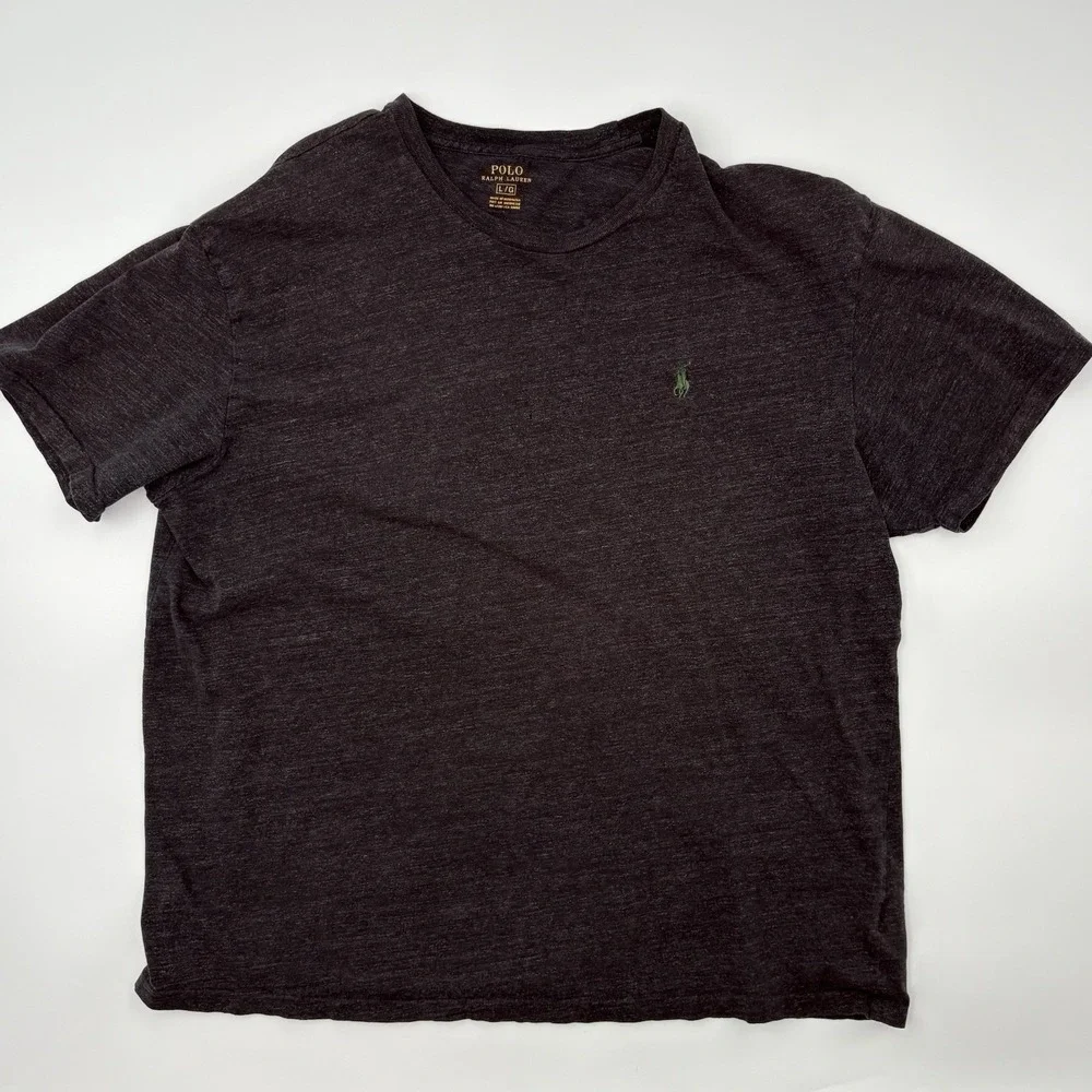 Polo Ralph Lauren T Shirt Mens L Charcoal Grey Heather Crewneck Cotton Pony